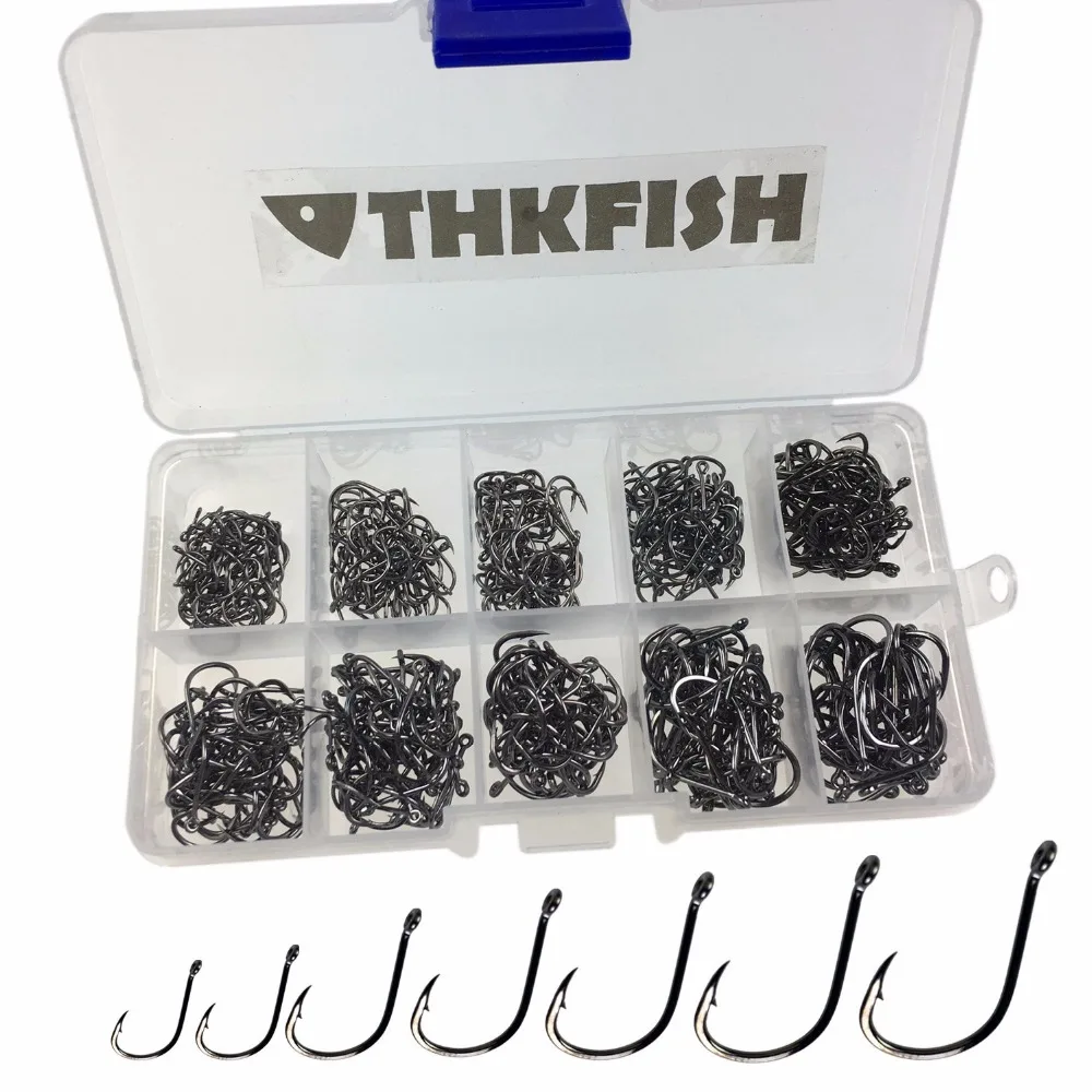 

500pcs/set #3~#12 Carp Fishing Hooks Stainless Steel Barbed Fishhooks Freshwater Fishing Tackle