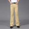 2024 Men's Business Casual Pants Mid Waist Elastic Slim Boot Cut Semi-Flared Four Seasons Bell Bottom Jeans 26-38 1