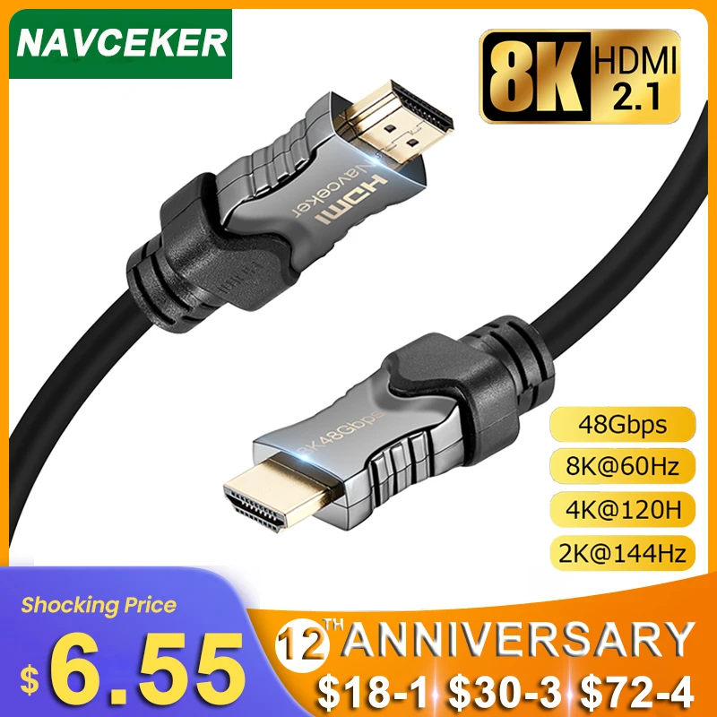 Navceker 8K compatible con HDMI cable PS5 4K 120HZ UHD HDR 48 2,1 Gbps