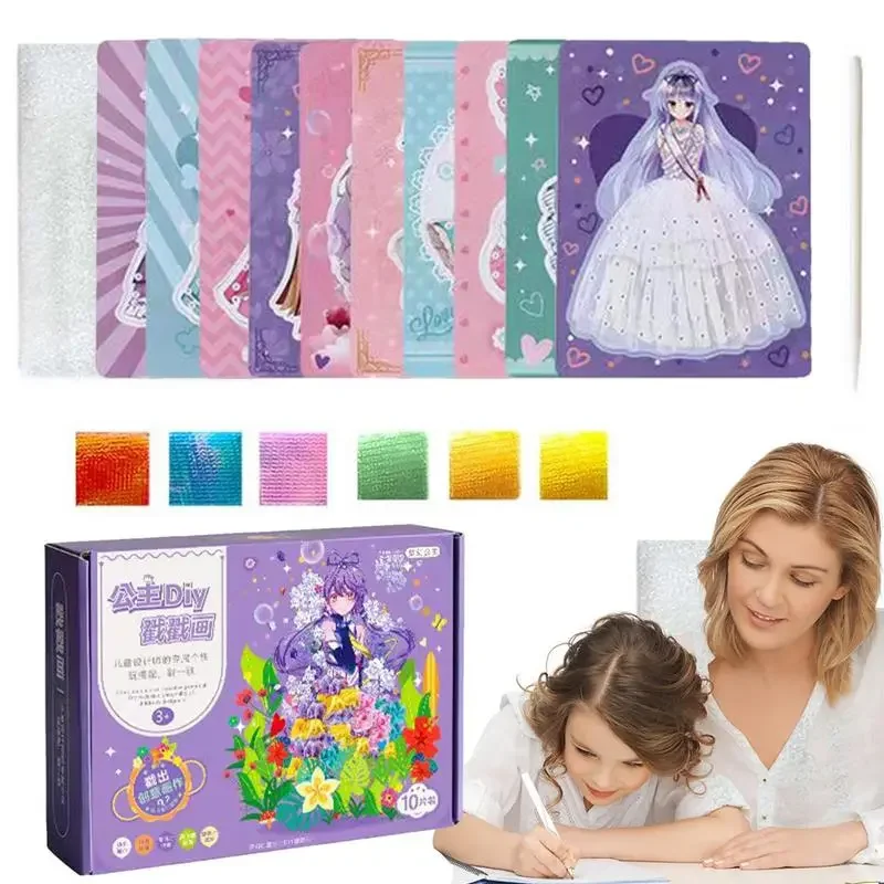 DIY Princess Poke Painting Kit Kids Toys Girls Dream Princess Dress Up Sticker Book Children Montessori Handmade DIY Poking Toys children diy handmade sticker material package kit kindergarten school art craft early education toys montessori teaching aids