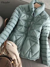  Fitaylor Winter Light Down Short Jacket Women 90% White Duck Down Warm Coat Ladies Stand Collar Casual Loose Solid Color Outwear 