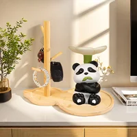 1Pc Bamboo Key Vertical Storage Holder Contemporary Home Entryway Organizer With Decorative Tray Desktop Jewelry Lipstick Tray 1