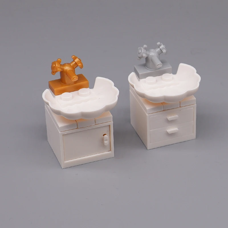 

City Accessories Decorations Models White Citys Shell Washbasin Educational MOC Toys For Children DIY Compatible Building Blocks