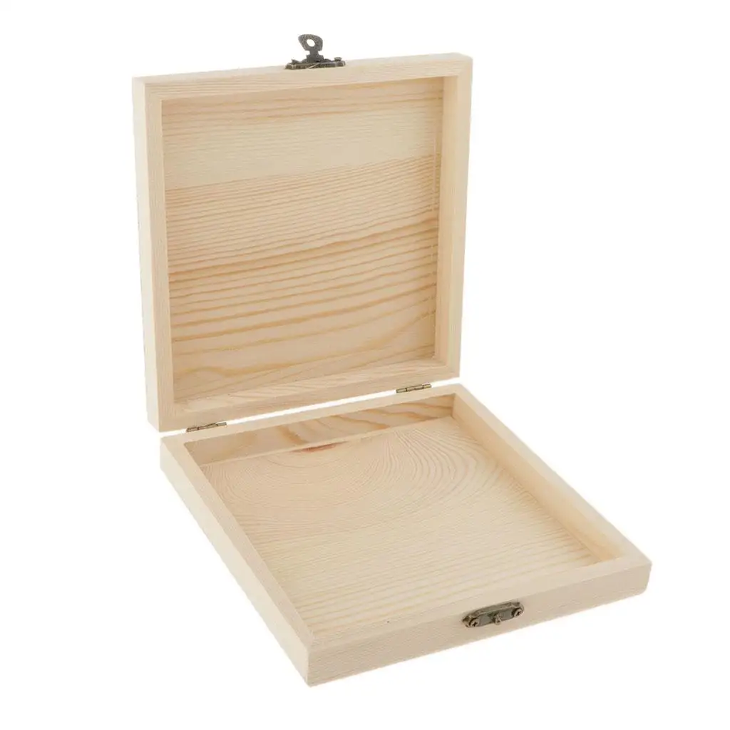 Natural Wooden Storage Box Unpainted Chest for Souvenir Memorabilia Jewelry Cigar CD Vintage Storage Box Decorative Organizer