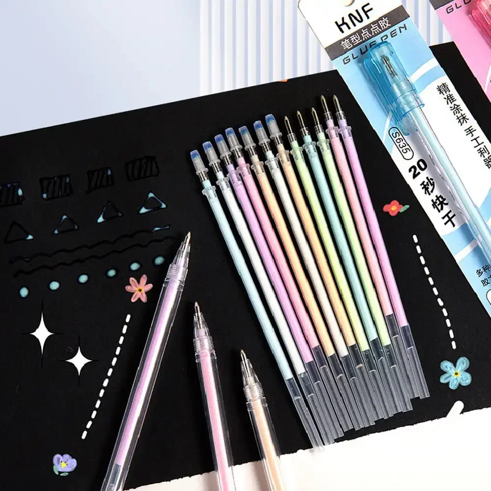 캔디 컬러 접착제 펜, 빠른 건조 수동 디스펜싱 펜, 단단한 접착제 스틱, 학생 핸드북 DIY 고점도 접착제 사무실, 1PC