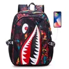 Backpack Elementary Bookbag Travel Rucksack Cartoon Shark Print Primary School Student Satchel Backpack Mochila Infantil 2