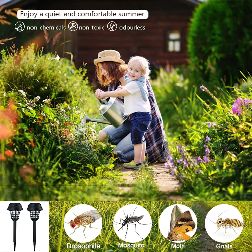 Mosquito Killer Lamp 2PCS Outdoor Solar UV LED Electric Waterproof Anti Mosquito Light Garden Lawn Trap Insect mosquito killer lamp,mosquito lamp