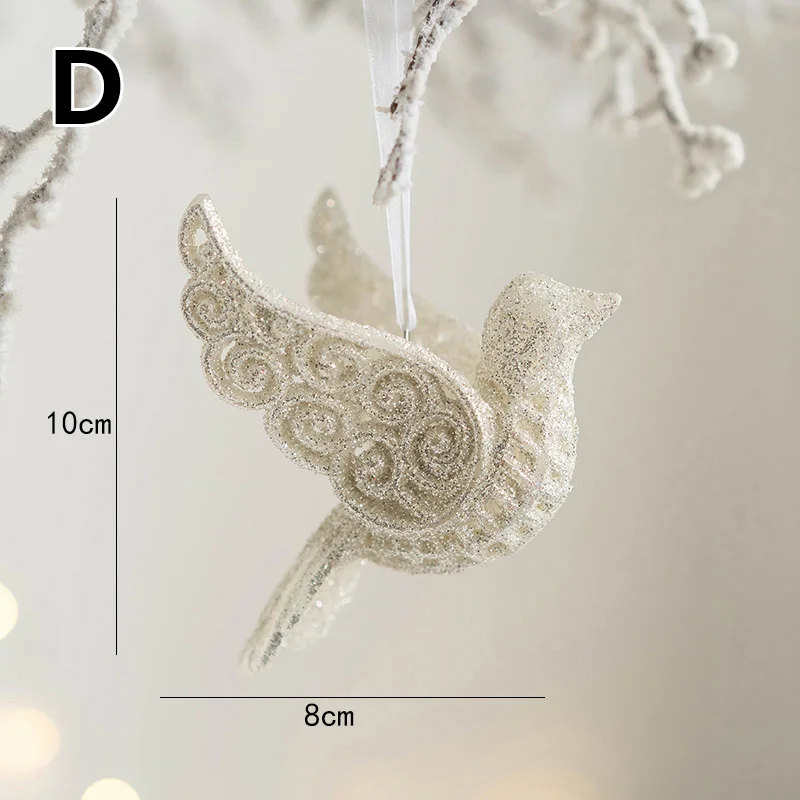 Glitter Pendant Xmas Tree Hanging Decor Angel Girl Bell Bird Christmas Party Ornaments Home Decoration New Year Kids Gifts christmas tree decoration
