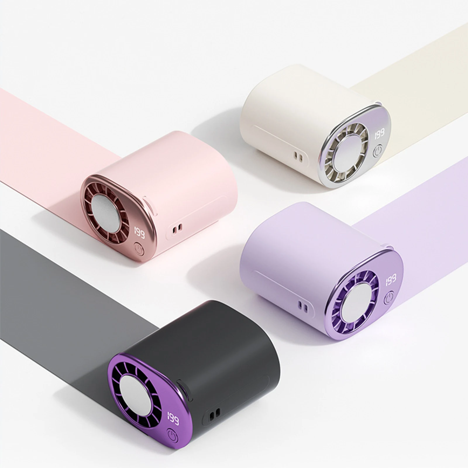 LED 디스플레이 허리 클립형 선풍기 USB 충전 야외 클램프 우산 선풍기 휴대용 냉풍기 여행 사무실 걷기용