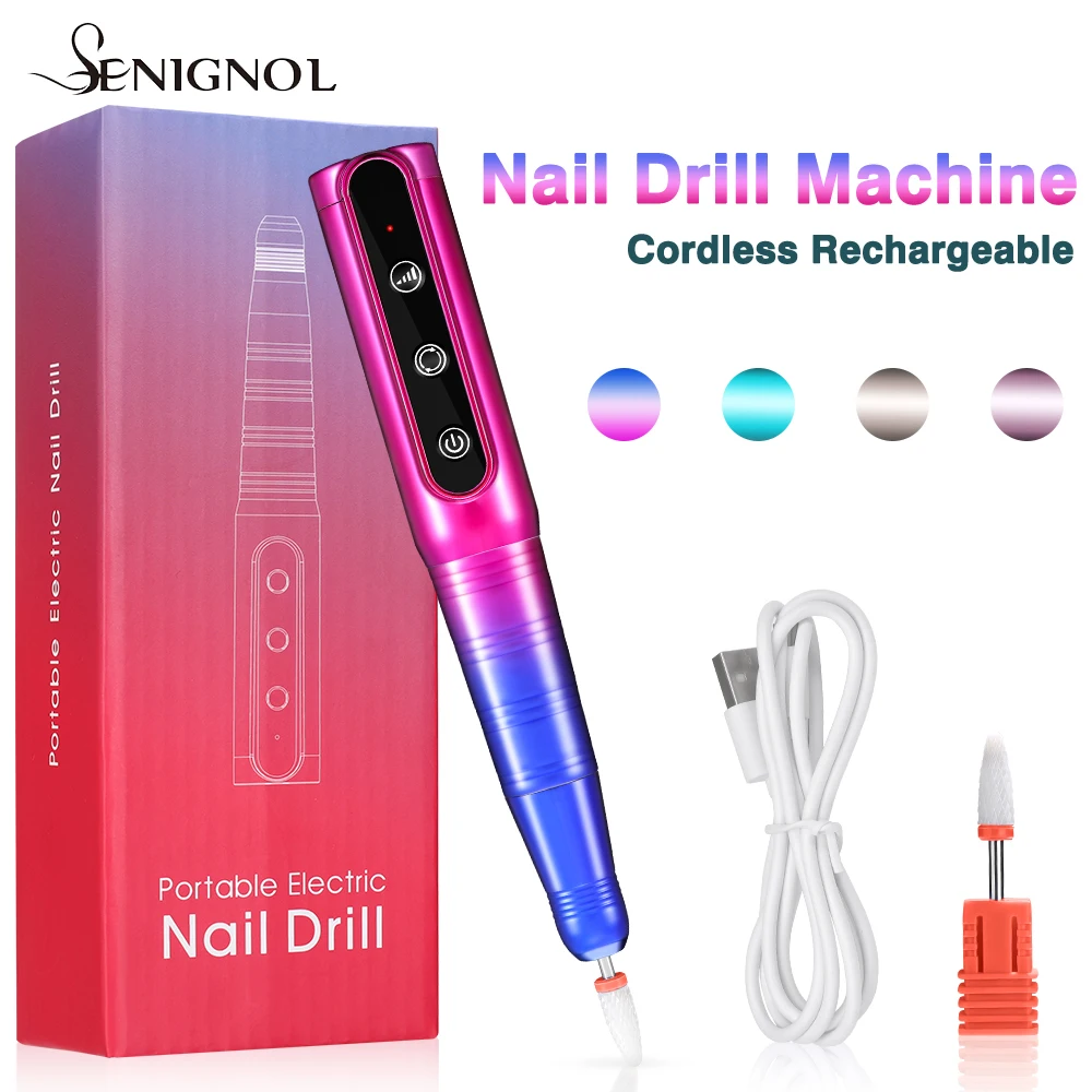  SENIGNOL Rechargeable Electric Nail Drill Manicure Machine 35000RPM Portable Cordless Nails Sander Nail Art Salon Equipment