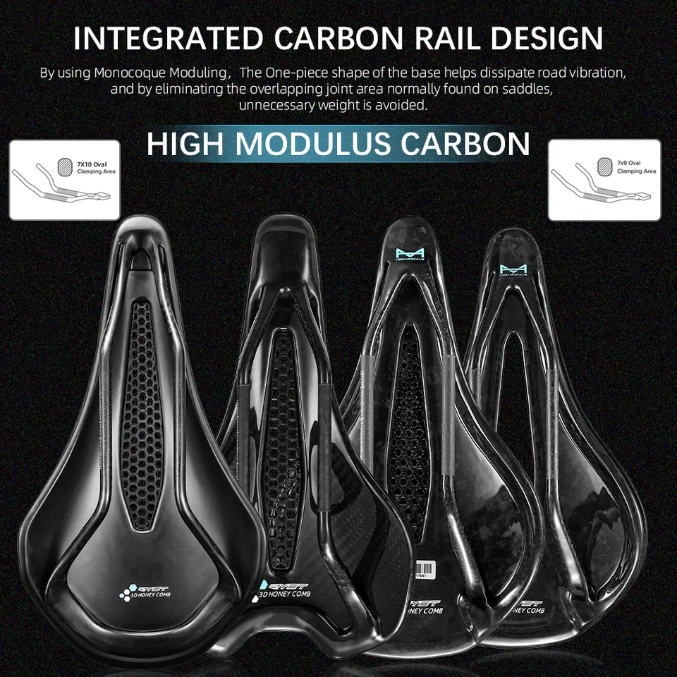 RYET Ultra Full Carbon 3D Printed Bike Saddle 145mm 205g 7*9 High