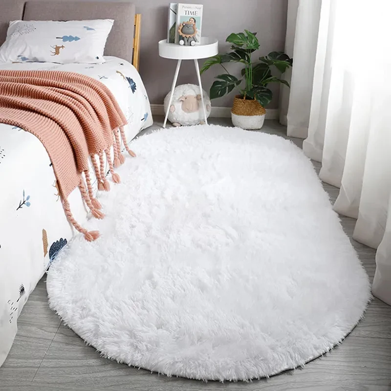 NewVelvetOvalCarpetsForLivingRoomPinkPlushRugForBedroomSill