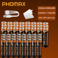 PHOMAX 1.5V Lithium Batteries 4200mWh 1150mWh AA/AAA USB Type-C Li-ion Rechargeable Battery Remote Control Electric Toy Mouse 1