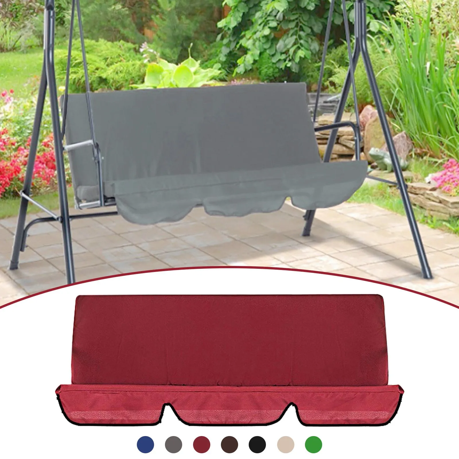 Outdoor Swing Chair Cover Cushion Garden Patio Seat Replacement 3 Seater Hammock Waterproof Dustproof Swing Seat Pads