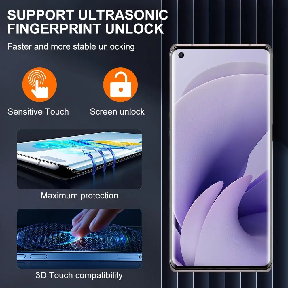 OPPO Find X3 Neo X3 Pro용 강화 유리 필름, 곡선 초음파 지문 스크린, 보호대 유리 필름, 2 개, 4 개
