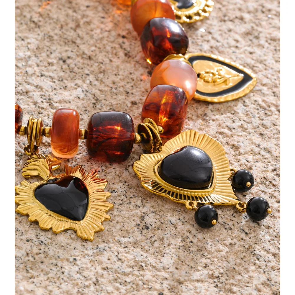 Yhpup Resin Beads Chain Necklace