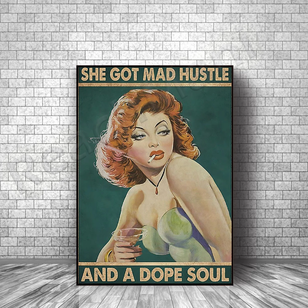 

she got crazy hustle and paint soul poster, vintage art print, vintage poster, vintage design