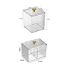 Transparent acrylic cotton swab box with square lid desktop dental floss and makeup film storage box 6