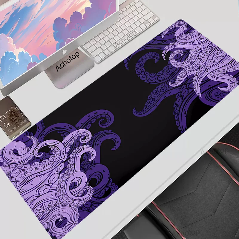 

Purple Mat Mousepad Gamer Office Mat Mouse Pad Octopus Gaming Room Accessories Desk Mat Art Keyboard Mat 100x50 Mausepad Company