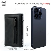 Anti-theft Credit Card Holder Men Wallets Rfid Blocking Aluminum Leather Pop Up Minimalist Wallet Cardholder Wallets for Men 3