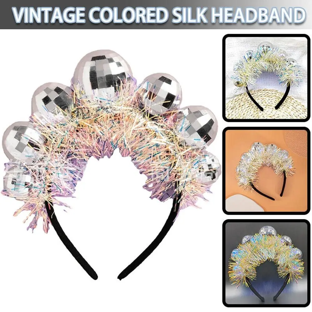 

Привлекательный красочный костюм для вечеринки Радужная повязка для волос диско-шар повязка на голову с зеркалом