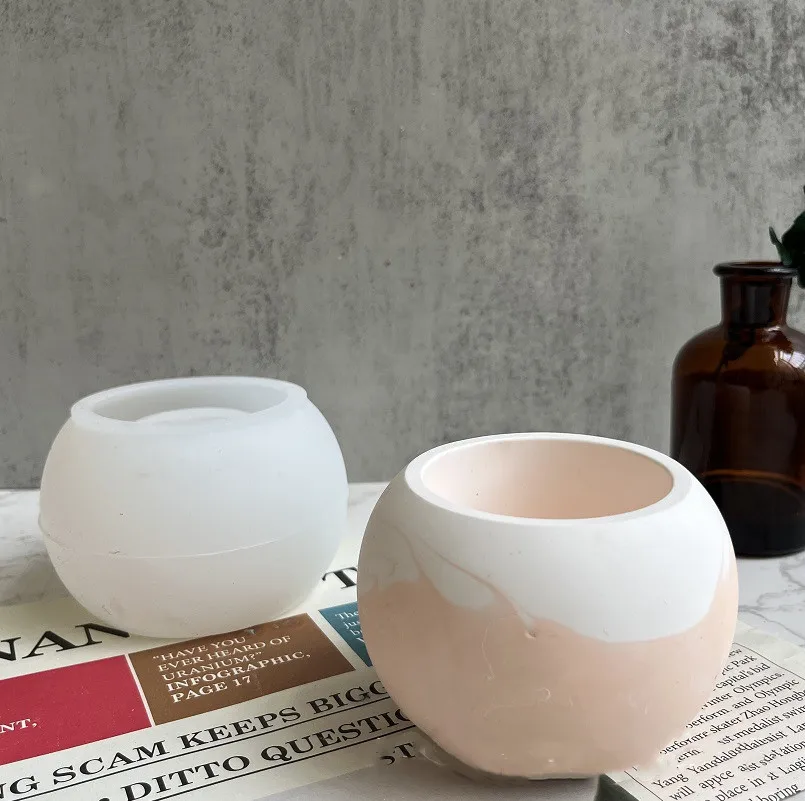 가정에서 만드는 대형 원형 석고 화분과 DIY 콘크리트 다육 화분을 위한 실리콘 금형 만들기