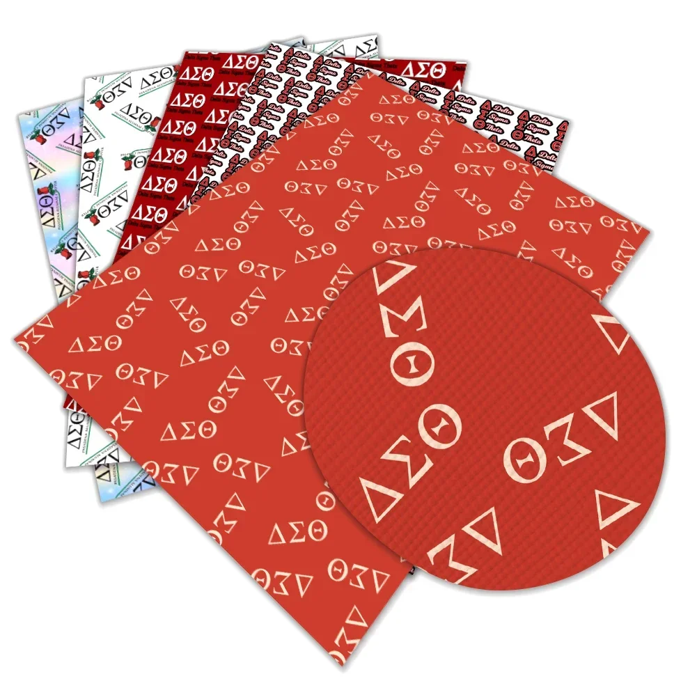 22*30cm Sorority Delta Sigma Theta Print Pattern Artificial Leather Cross Pattern for DIY Bag Earring Craft Making