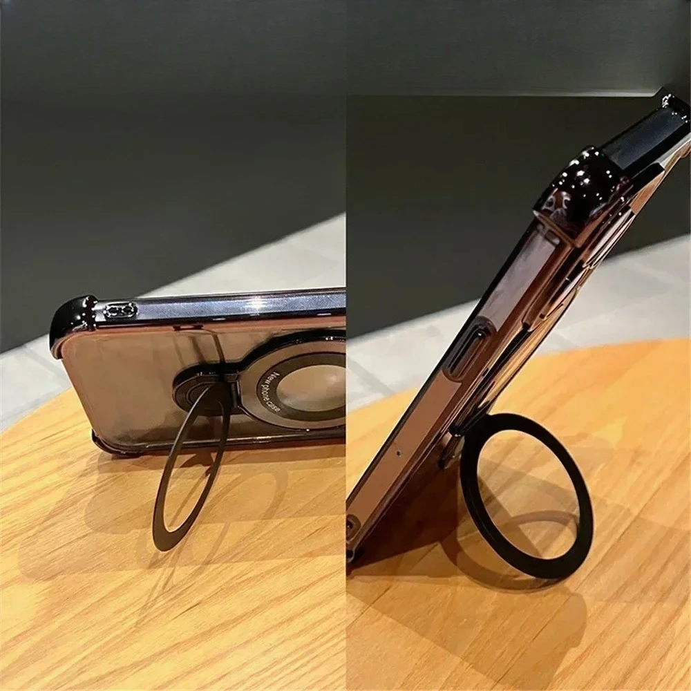 Luxury Glossy Plating Edge Magnetic Bracket Shockproof Case with Airbag Protection