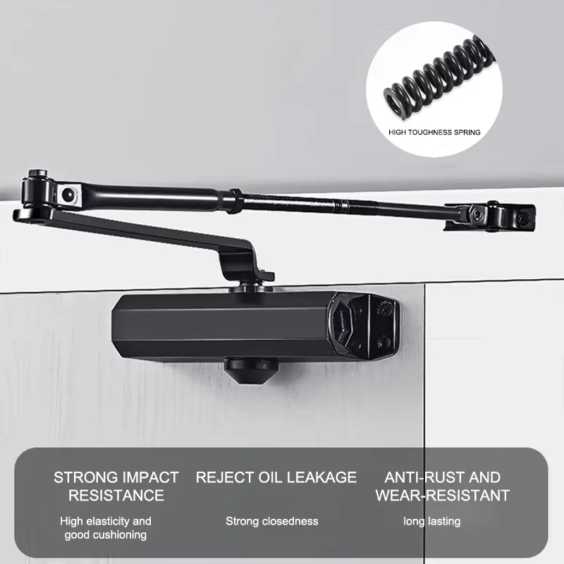 Hydraulic er Automatic Door Closer 25KG To 85KG Adjustable Speed Positioning Door Closing Equipment Metal Spring er door closer