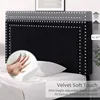 Double size platform bed frame adjustable cushioned headboard, sturdy wooden strip support, easy to assemble 4