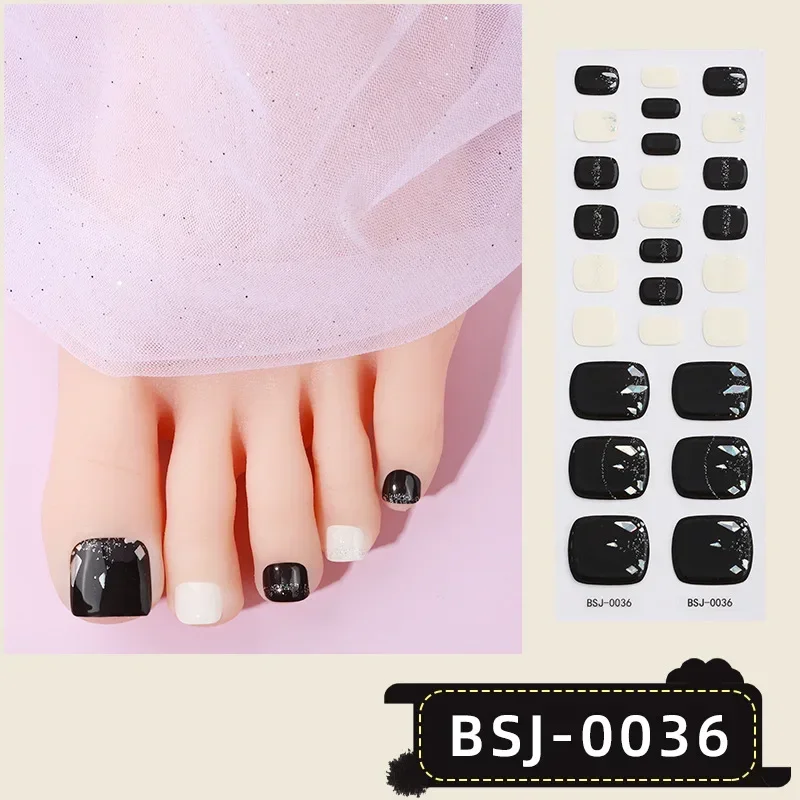 Toe Gel Nail Sticker Hardens For UV Lamp Curing Gel Stickers Waterproof Korean Full Cover Waterproof Polish Wraps Foot Strips 4