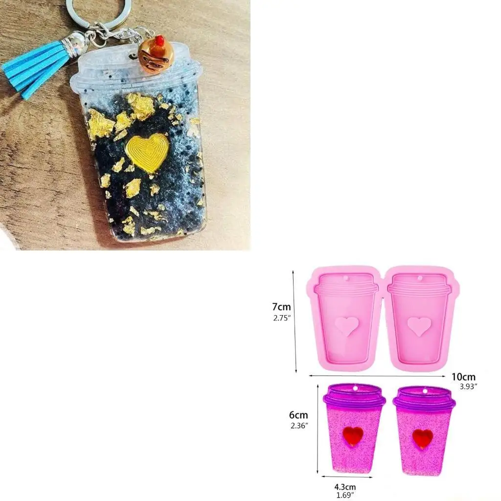31BF 수제 2 커피 컵 귀걸이 귀고리 Danglers 실리콘 금형 DIY 공예 ..