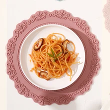 

Silicone Round Placemat Heat Resistant Wear Oil Resistant Non-Slip Washable Cup Mat Dinner Table Decoration Coasters