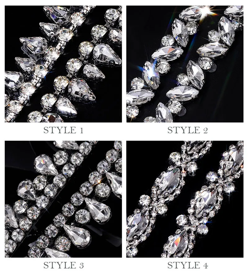 Neue 1-Yard-Kristall-Strassbesatz, modisch geformt, DIY-Reparatur, zum Aufbügeln, Strassband, Kristalle, Kleid, Schuhe, Taschen, Zubehör – Detail 5
