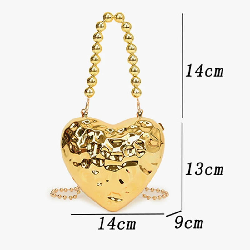 Mini Heart Shaped Acrylic Clutch Handbag Bead Top Handle Designer Women Plating Shiny Lipsticks Box Party Shoulder Bag