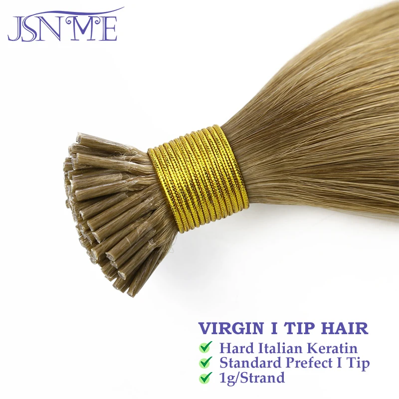 Virgin Hair I Tip Hair Extensions Natural Real Human Fusion Capsule Keratin Brown Blonde 1g/Strand 14-22 inch For Woman