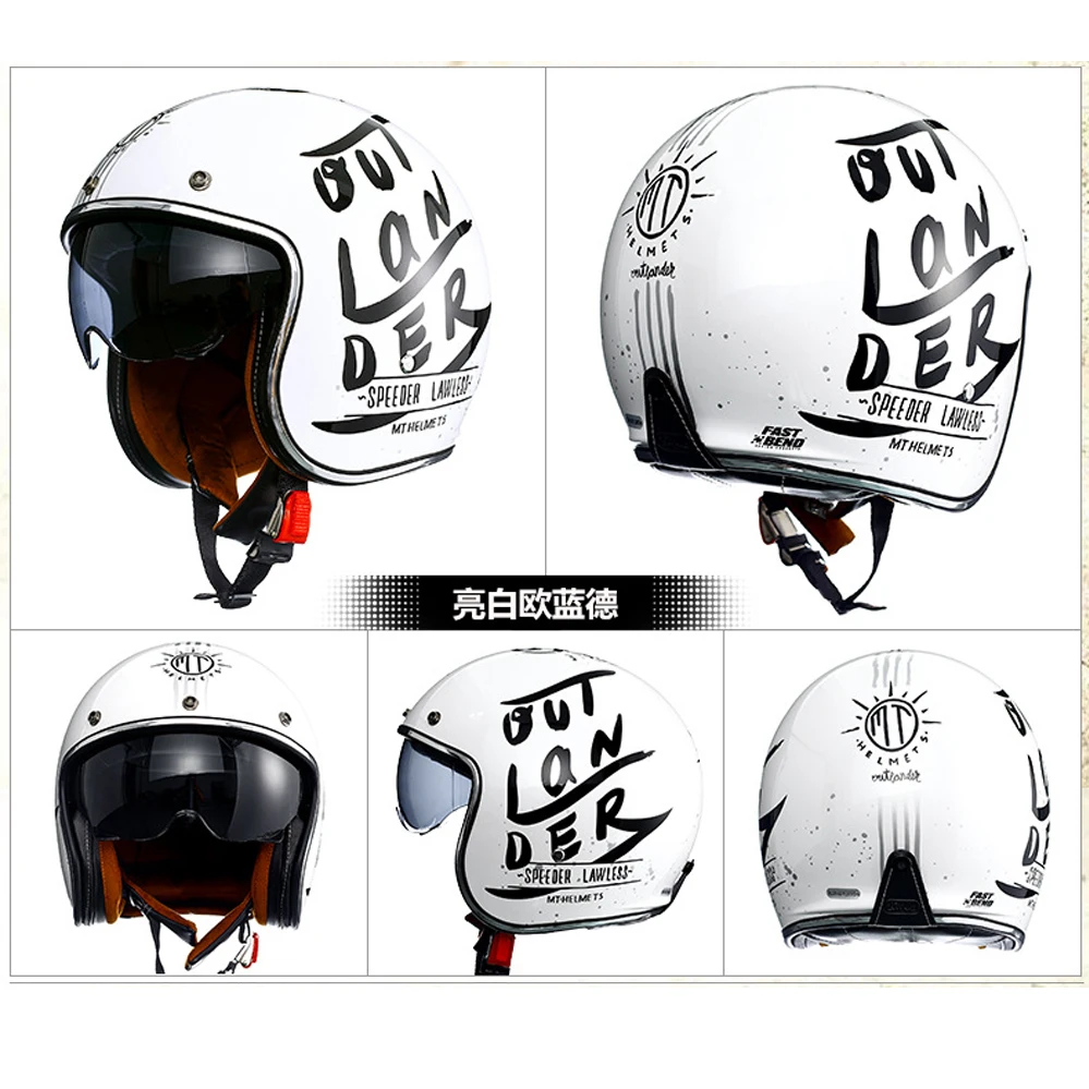 MT Open Face Motorcycle Helmet Retro Vintage Motocross Racing
