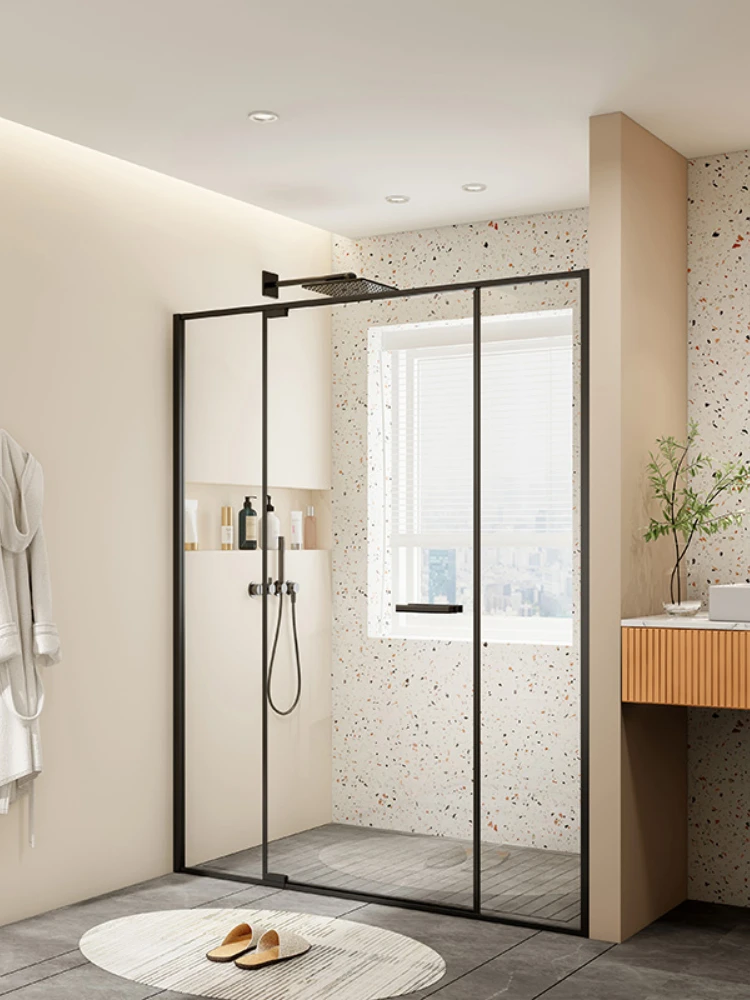 LP Shower room partition glass domestic bathroom dry-wet separation sliding door shower screen