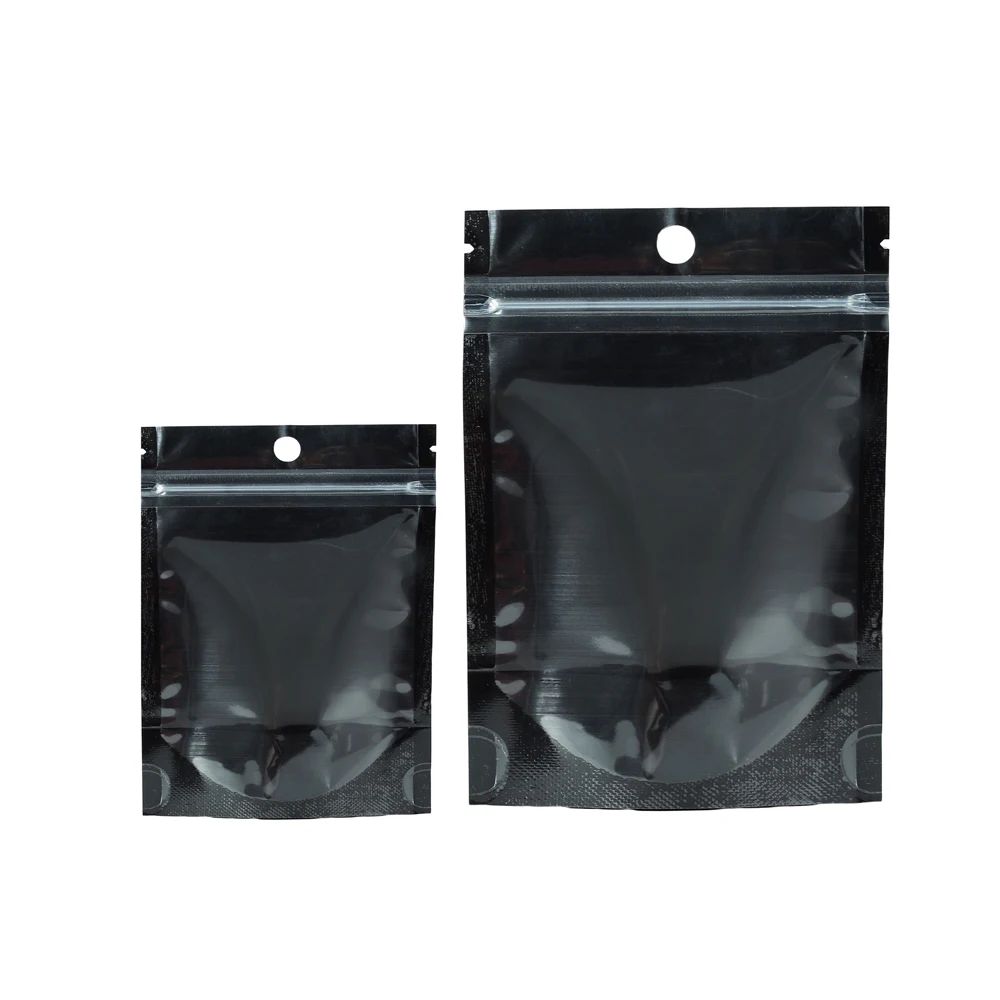

Stand Up Pouch Multi Size Glossy Black Smell Proof Heat Seal Food Coffee Packaging Aluminum Foil Mylar Bag With Window