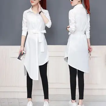 M-4XL 여성 셔츠 긴 소매 캐주얼 느슨한 셔츠 느슨한 느슨한 느슨한 느슨한 느슨한 사무실 숙녀 셔츠 드레스 vestidos