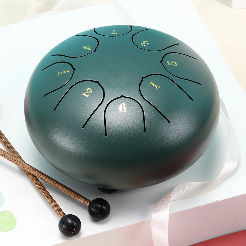 Hluru 6 inch Steel Tongue Drum 8 Notes D5 Colorful Tank Drum