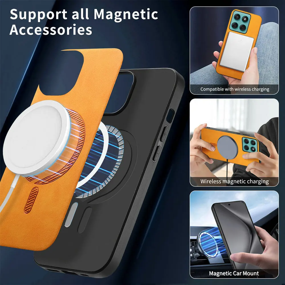Leather Magnetic Wireless Charging Phone Case