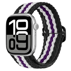 Breathable Nylon Strap Wristband for S10 - 11 46mm 44 45 49 (Black white purple)