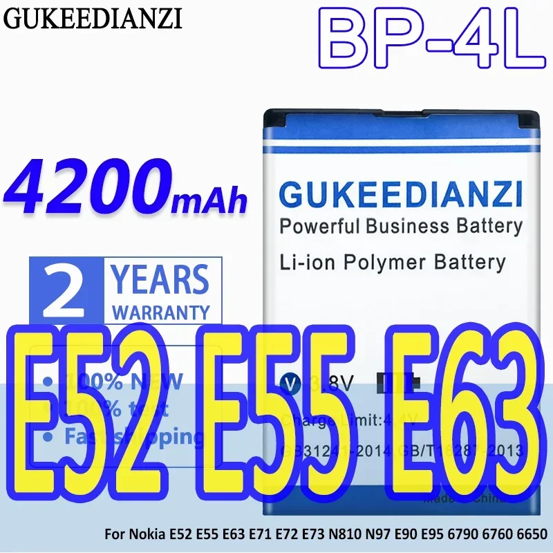 Gukeedianzi Batteria 4200Mah Per Nokia E52 E55 E63 E71 E72 E73 N810 N97 E90 E95 6790 6760 6650 Bp 4L