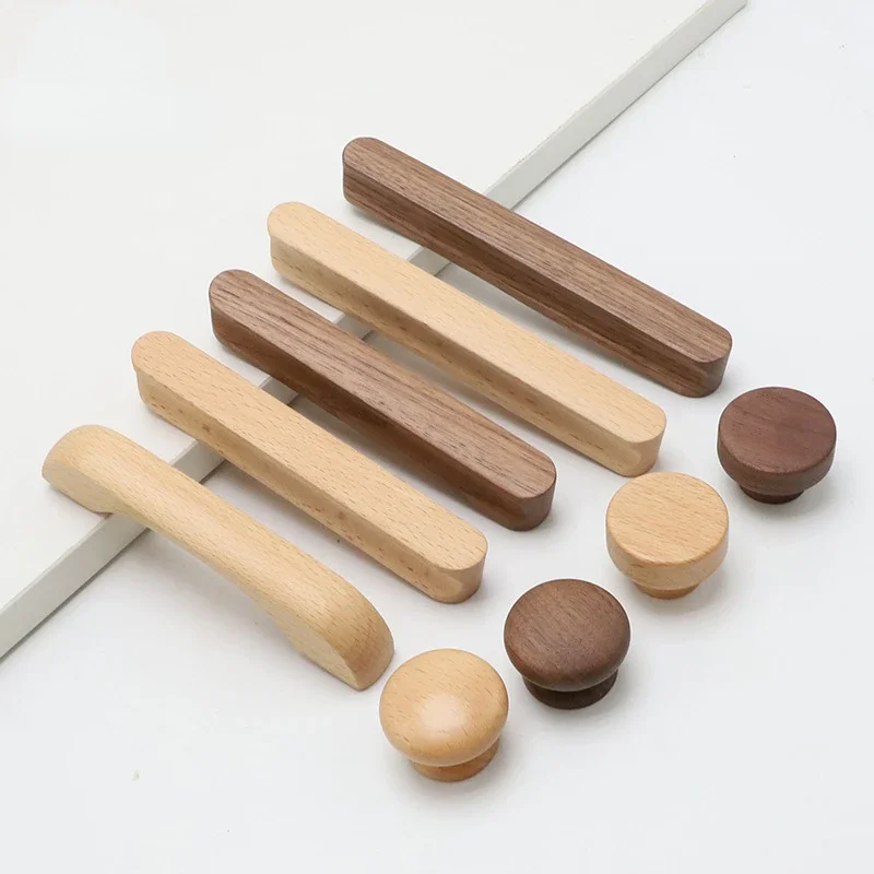 Furniture Handles Cabinet Door Wooden Handle Cabinet Wardrobe Door Handle Bow Shaped Beech Walnut Drawer Wooden