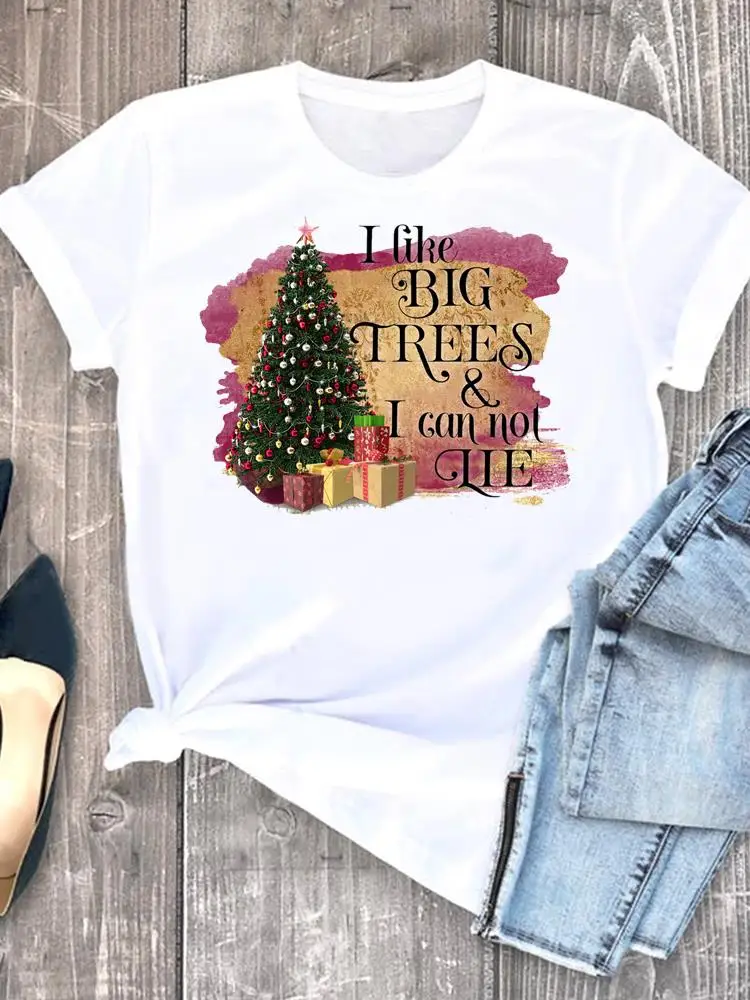 

Women Clothes Print O-neck New Year Graphic T-shirt Lady Trend Cute Style 90s Sweet Casual Female Christmas Fashion Shirt Tee