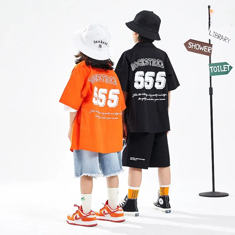 남아용 반팔 셔츠, 얇은 스타일, 스트리트 댄스, 힙합, 반팔 셔츠, 재킷 프린트, 트렌디, 여름
