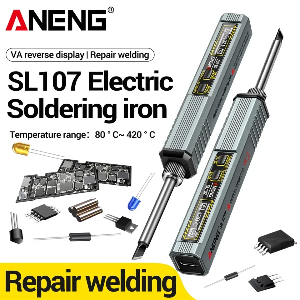 ANENG SL107 65W Electric Soldering Iron Repair Welding Ceramic Heating Core Tester USB Charging Adapter Temperature 80-420℃ Tool