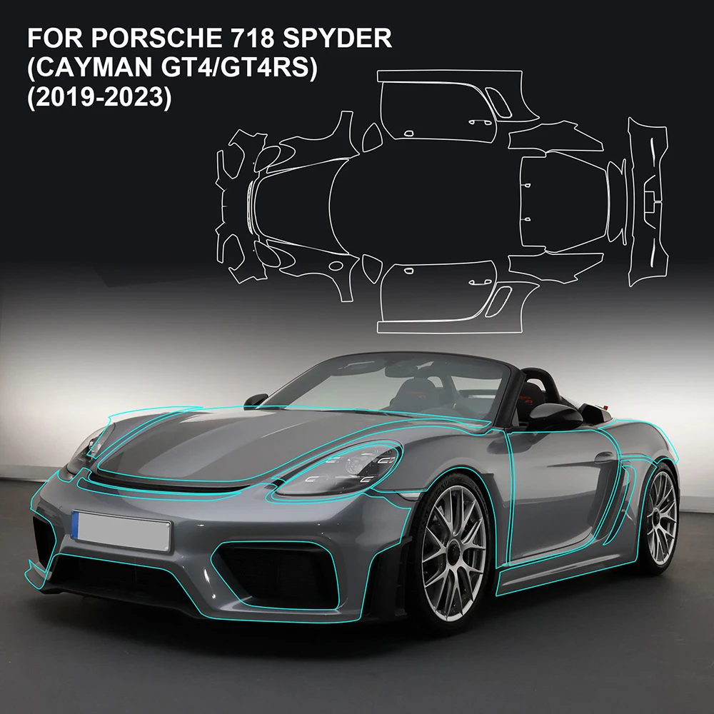Pellicola Per Carrozzeria Kit Trasparente Per Auto Per Porsche 718 Spyder Gt4/Gt4Rs 2019-23 Pellicola Protettiva Per Vernice Auto Con Adesivo Traspare