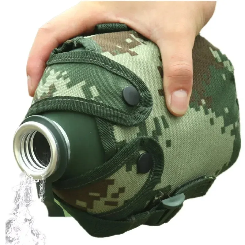 Portable Water Bottle Camouflage Water Bottle 1L Leak Proof Wide Mouth Portable Camping Tactical Outdoor Gym Hunting Travel With Pouch Canteen Hiking